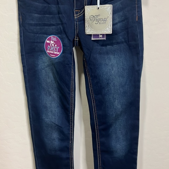 Vigoss Jeans Blue Stretchy Knit Girls Skinny Adjustable Waist Soft Slim Vintage - Picture 2 of 14